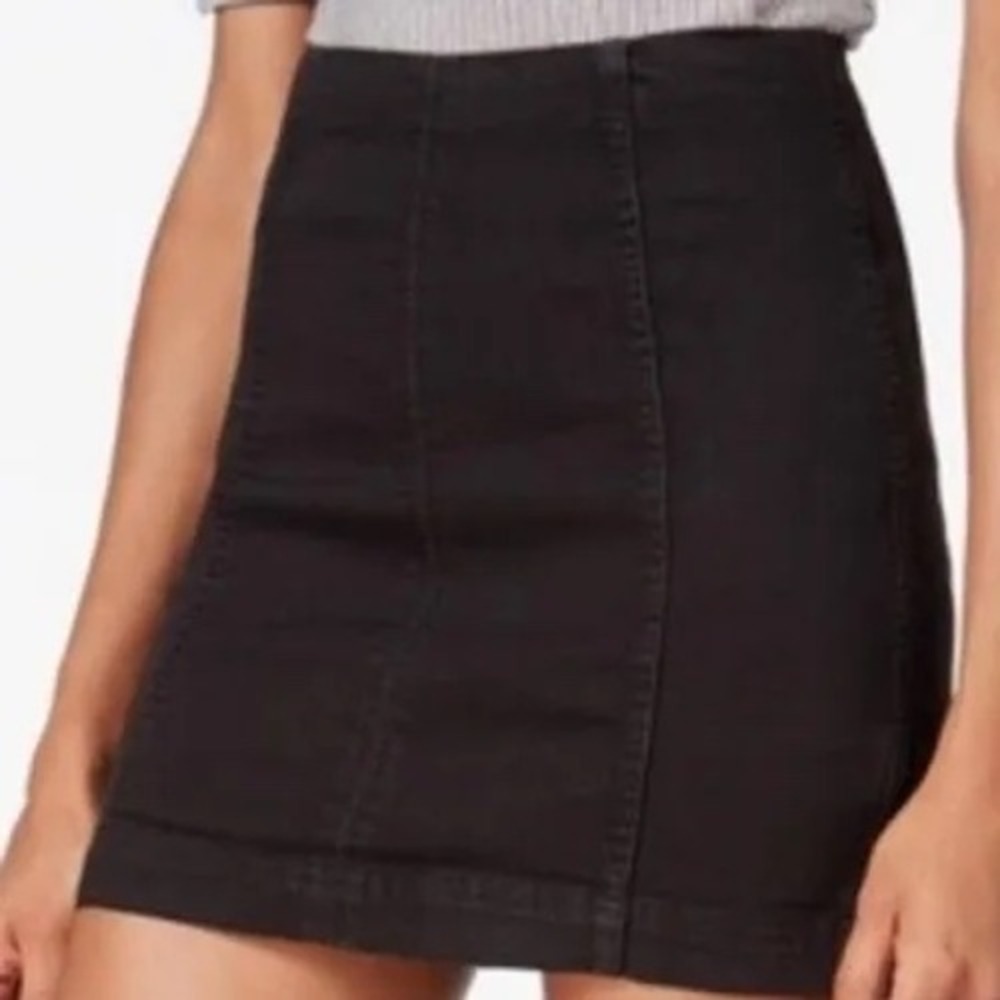 Free People FP Modern Femme Denim Mini Skirt Black Size 2 Soft Casual Everyday